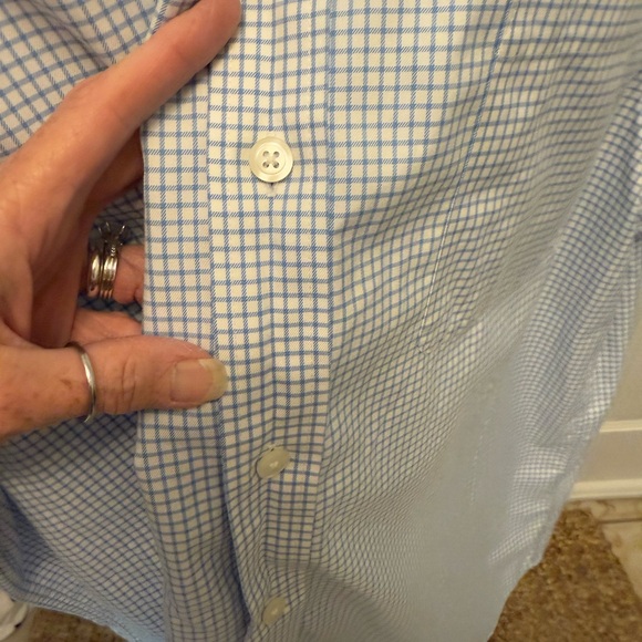 Duluth Trading Co Blue & White Grid Check Pattern Button Down Shirt SS XL - Picture 5 of 8